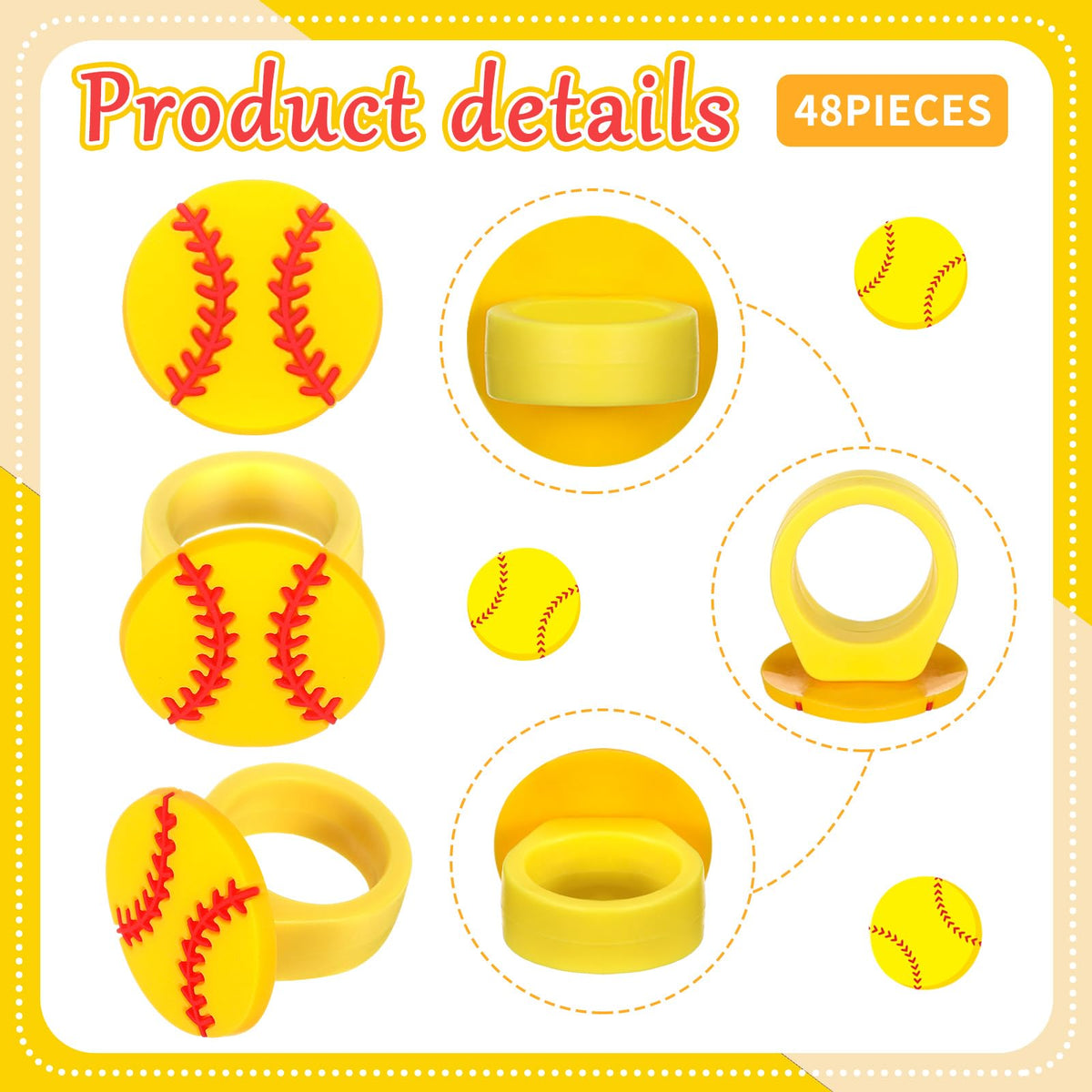 Honeydak silicone softball cupcake rings close-up showing durable material