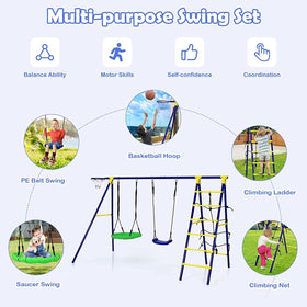 HONEY JOY belt swing with adjustable rope for different heights.