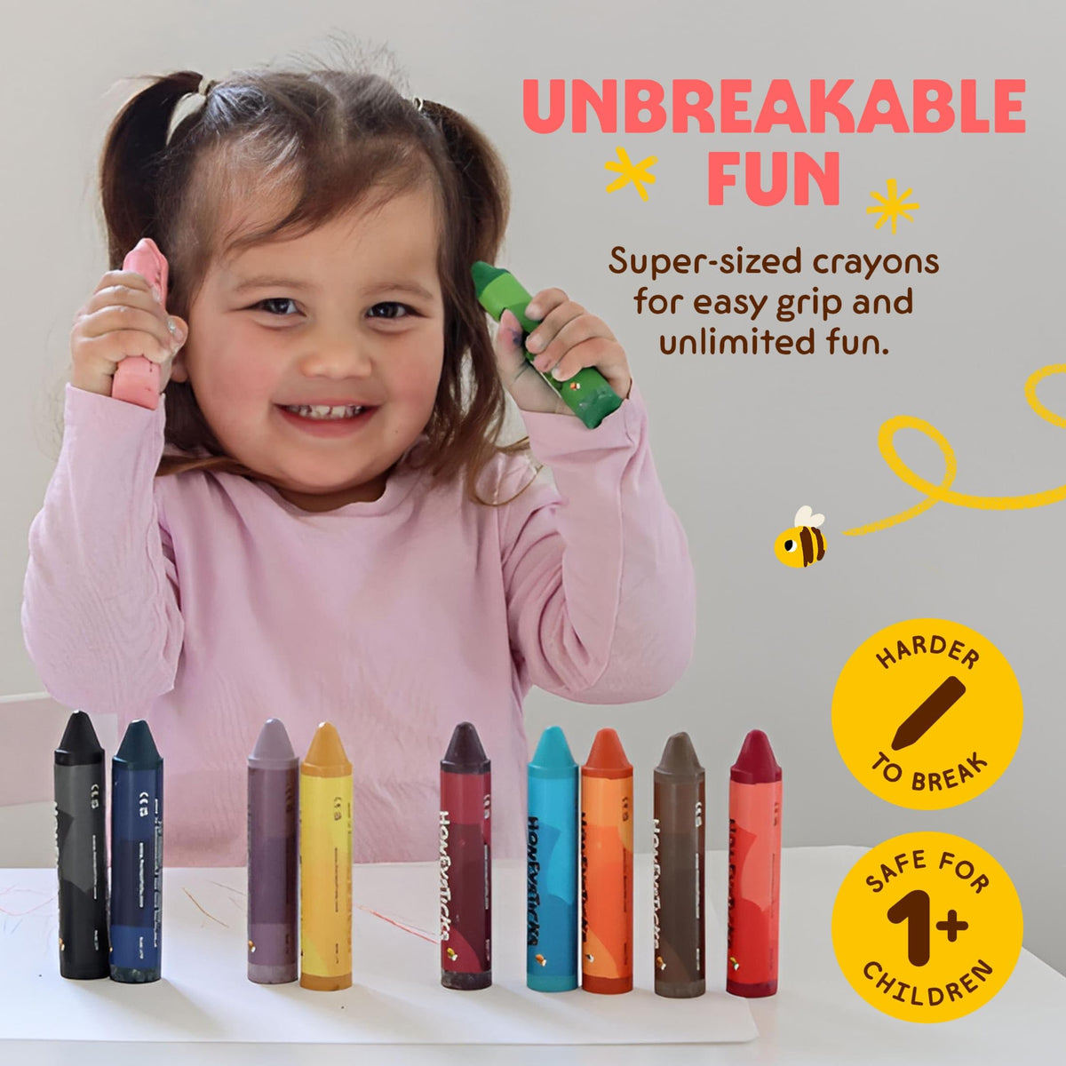 Honeysticks palette of 12 colors with non-toxic beeswax pigments.