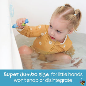 Seven bright colors to spark bath-time creativity.