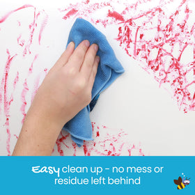 Colors wash away easily from tub and shower surfaces.