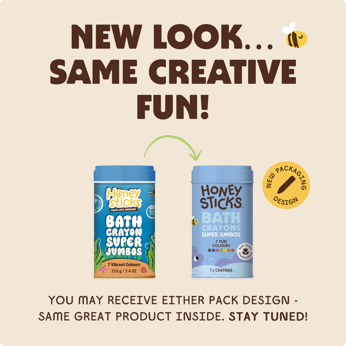 Fragrance-free Honeysticks crayons designed for sensitive bath time.