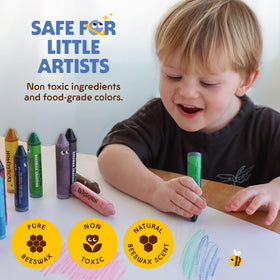 Close-up of an unbreakable-looking jumbo crayon ready for coloring.