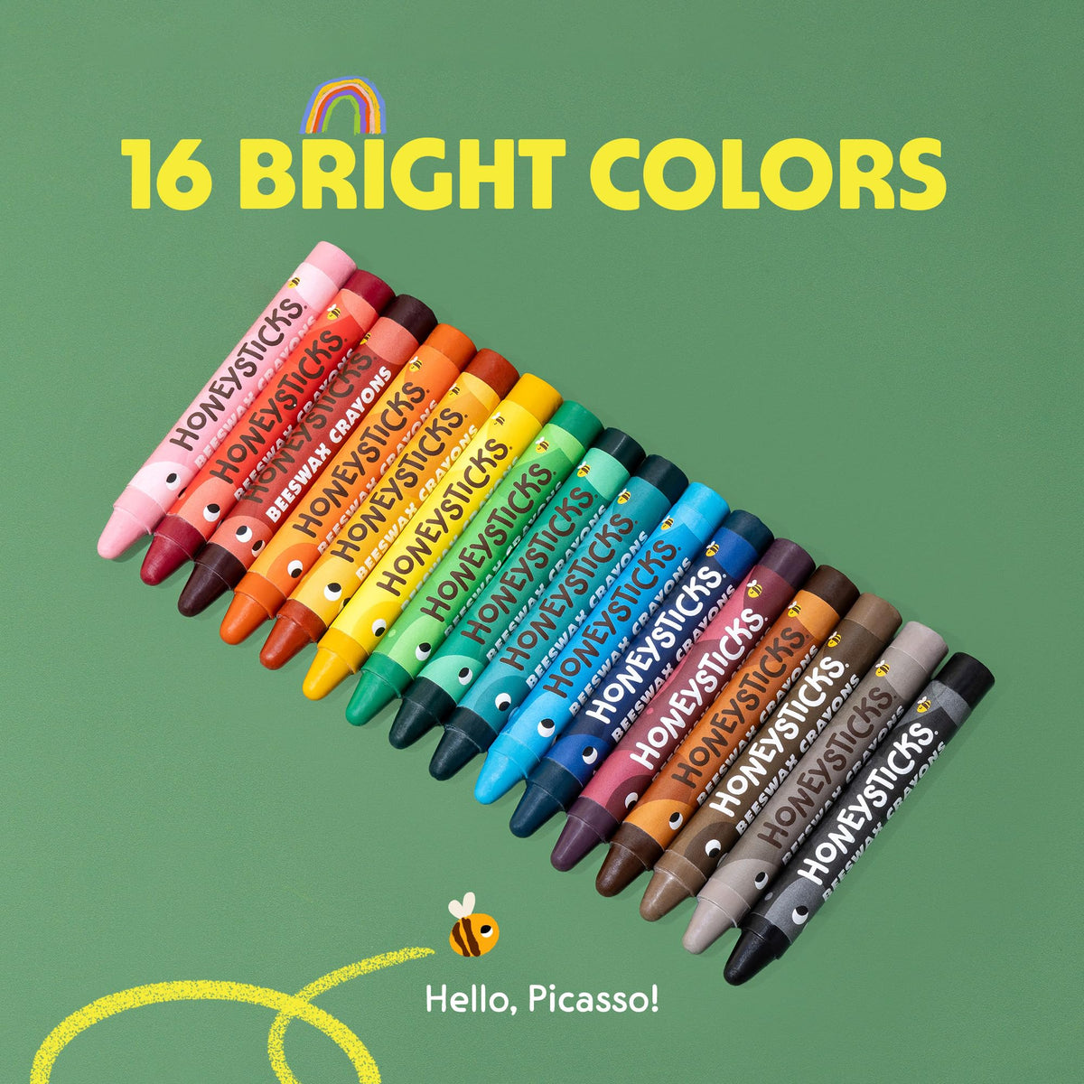 Honeysticks Jumbo Crayons 16 colors fuel creativity in crafts.