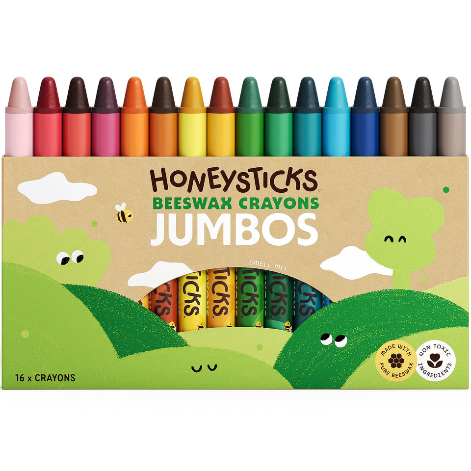 Honeysticks Jumbo Crayons 16-pack in bright colors for young artists.