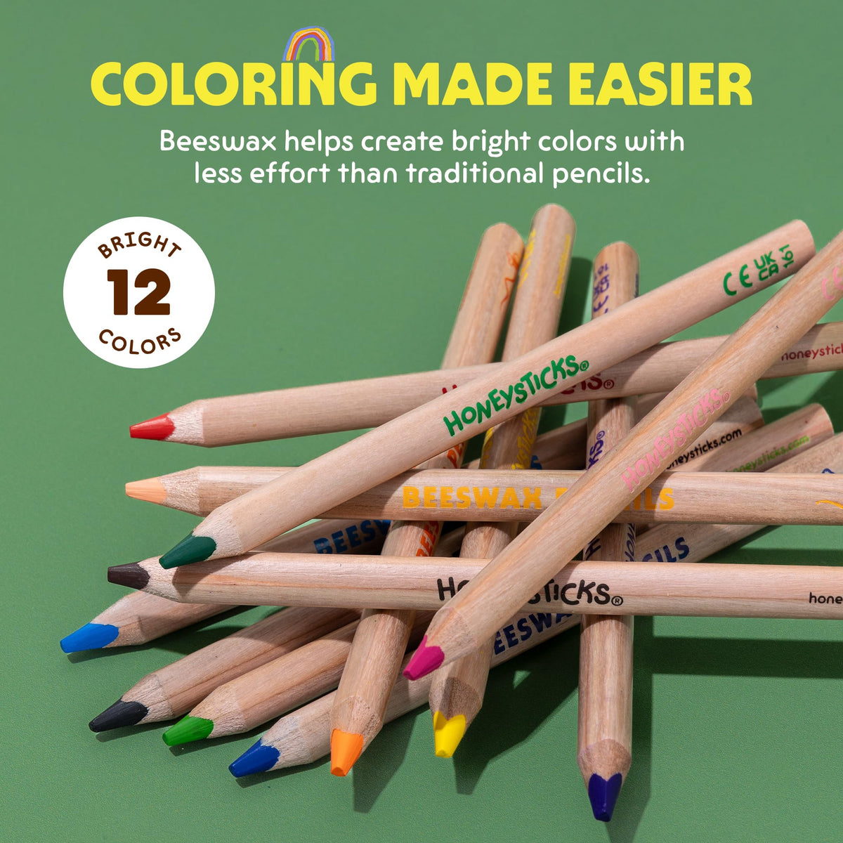 Honeysticks pencils easy to clean from smooth surfaces with damp cloth