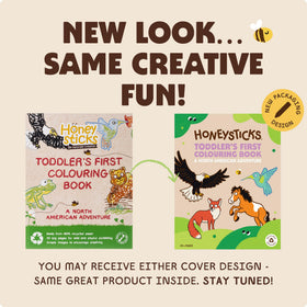 Kid-friendly art supplies by Honeysticks support imaginative coloring sessions.
