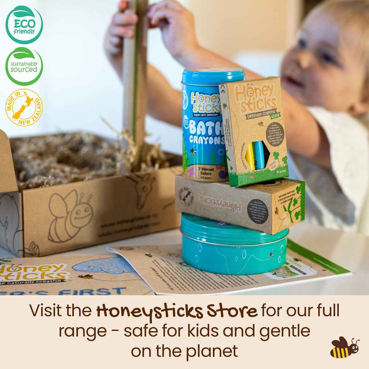 Handmade in New Zealand, Honeysticks crayons reflect careful craftsmanship.