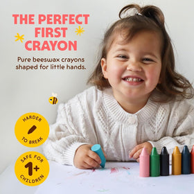 Honeysticks bright color range fuels imagination with smooth wax for kids.