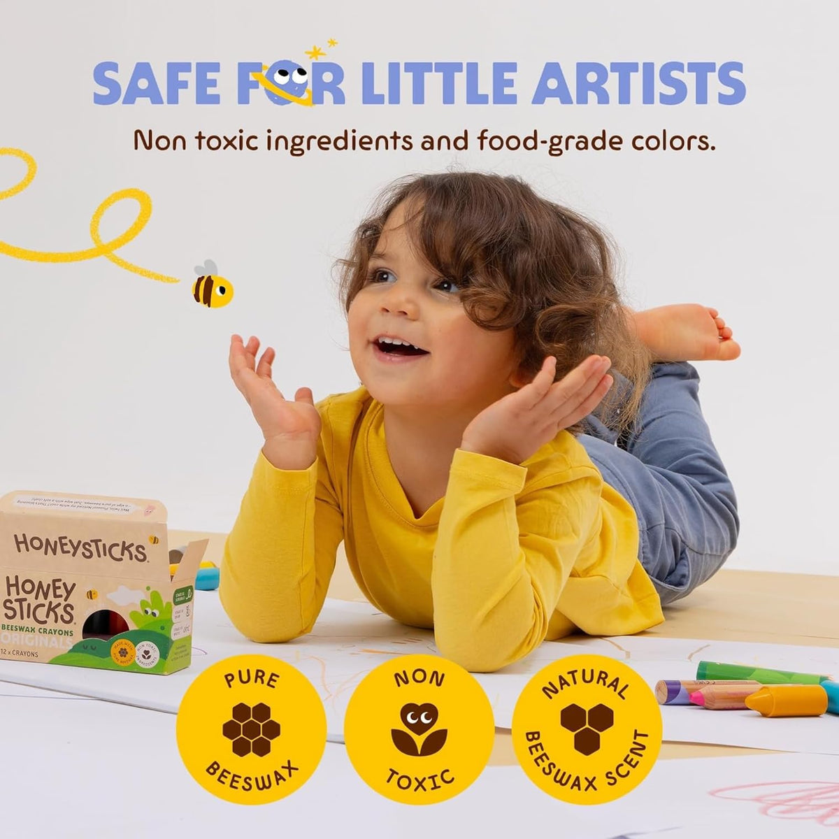 Honeysticks beeswax scent adds natural aroma during drawing time for kids.