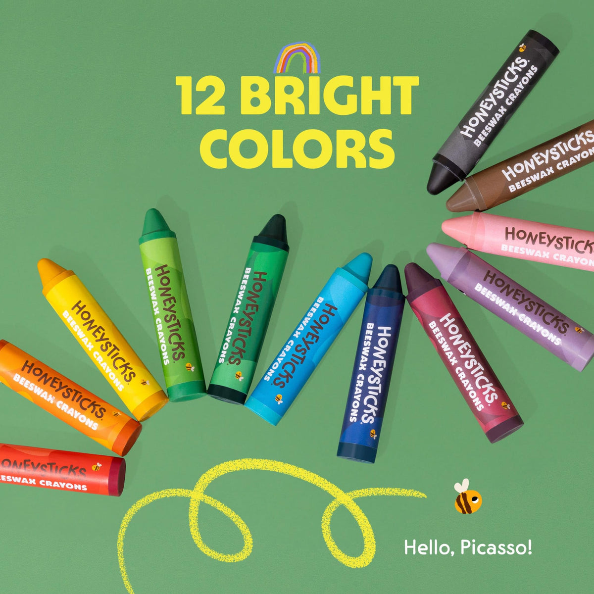 Little hands coloring with Honeysticks crayon at a table.