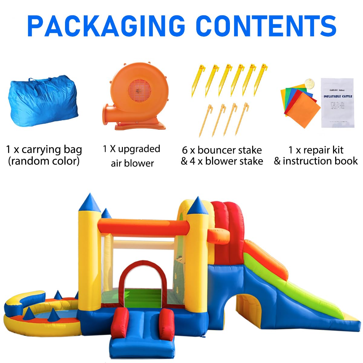 Hongcoral colorful inflatable playground for birthdays and family gatherings.