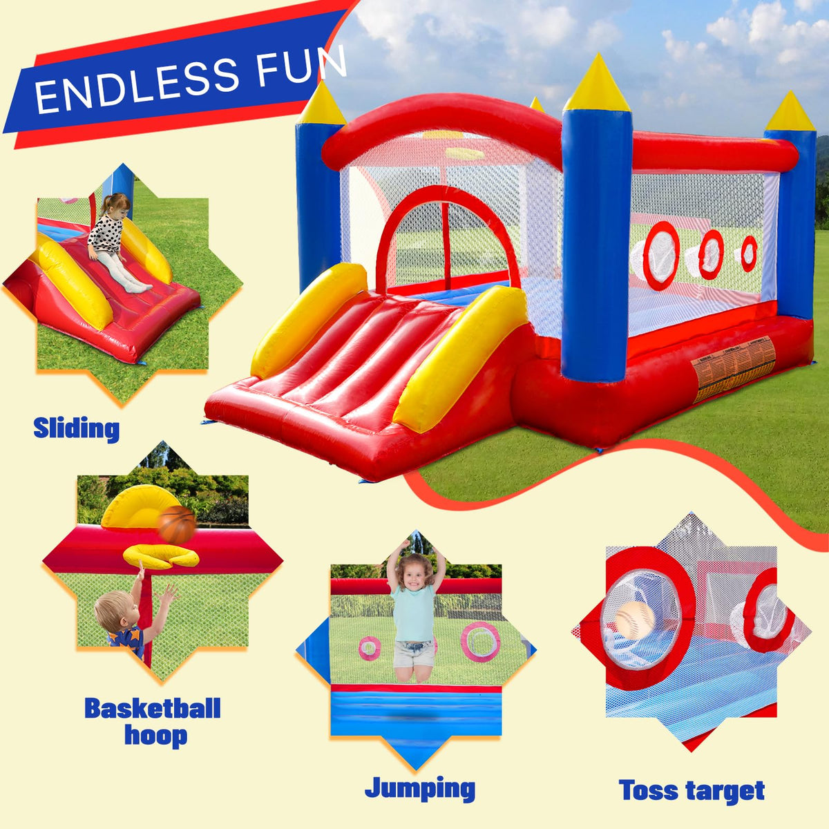Hongcoral PVC bounce house soccer goal for energetic matches