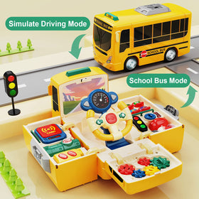 Hongtuo School Bus Toy dashboard buttons spark realistic driving sounds