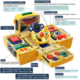 Hongtuo School Bus Toy steering wheel enables left-right turns