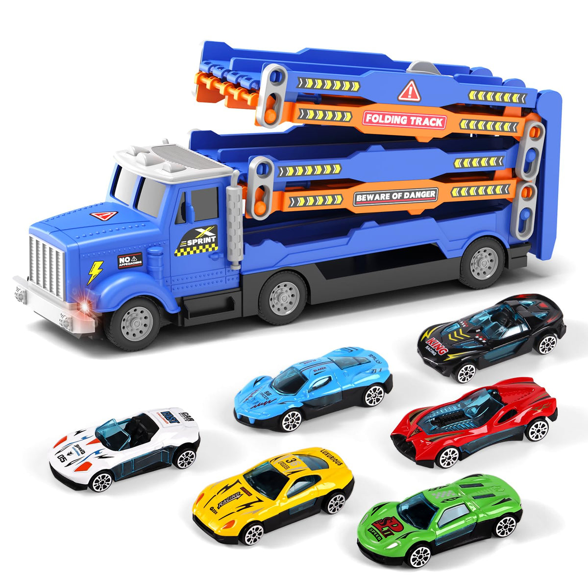 HONGTUO Toddler Truck Track 55-inch foldable, easy setup and space-saving storage.