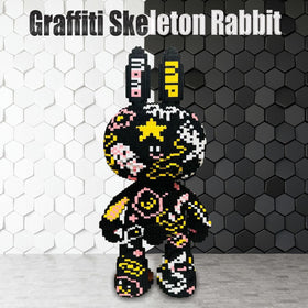 HONLANCH graffiti rabbit detail close-up with colorful brick textures for visual display.