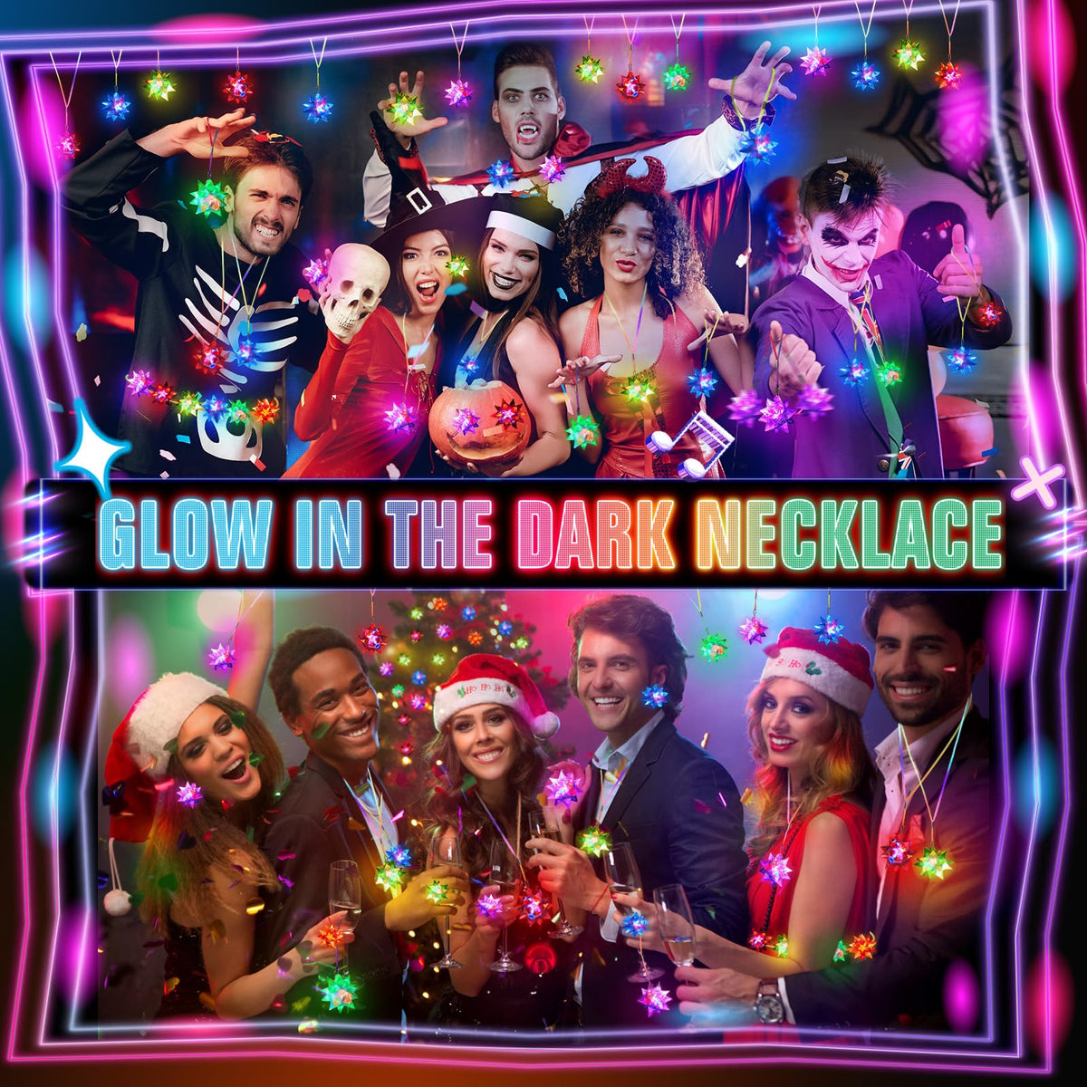 HONLYNE glow necklace red close-up for bold nightlife flair.