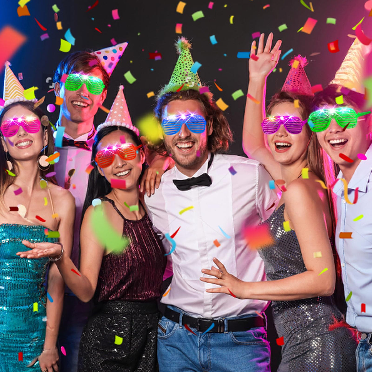 HONLYNE rave Halloween glasses boost festival energy with vibrant flashing lights.