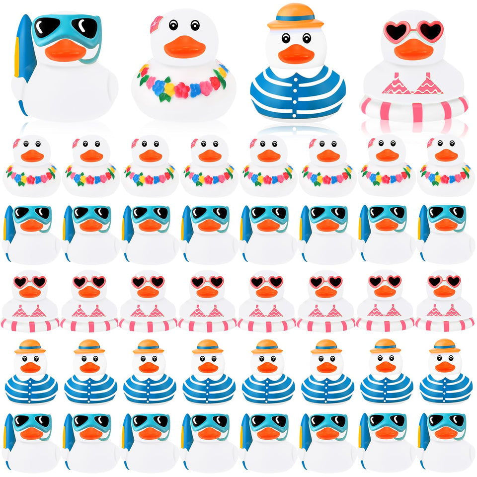Honoson 36-pack bulk rubber ducks for bath time and party decor.