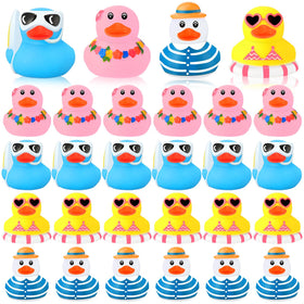 Honoson 48-piece ducks with flower wreaths, ideal for bath or party decor.