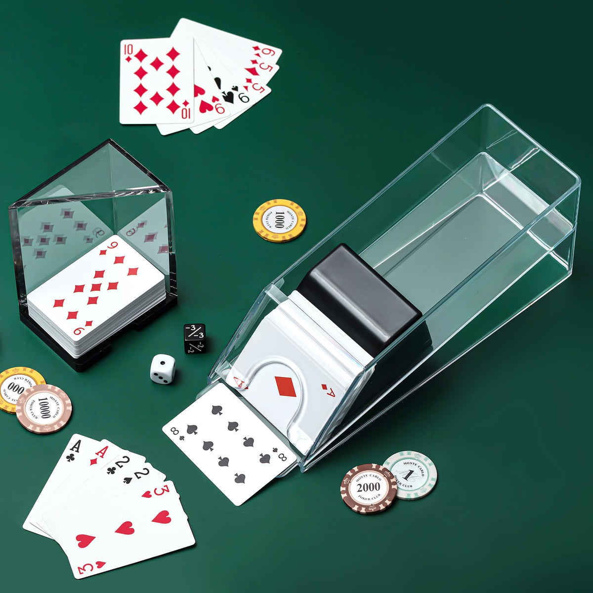 Honoson 8-deck card storage shoe supporting lengthy game sessions.