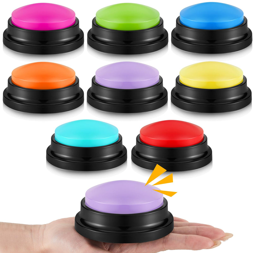 Honoson 8-piece recordable buzzer set in multicolor for classroom trivia