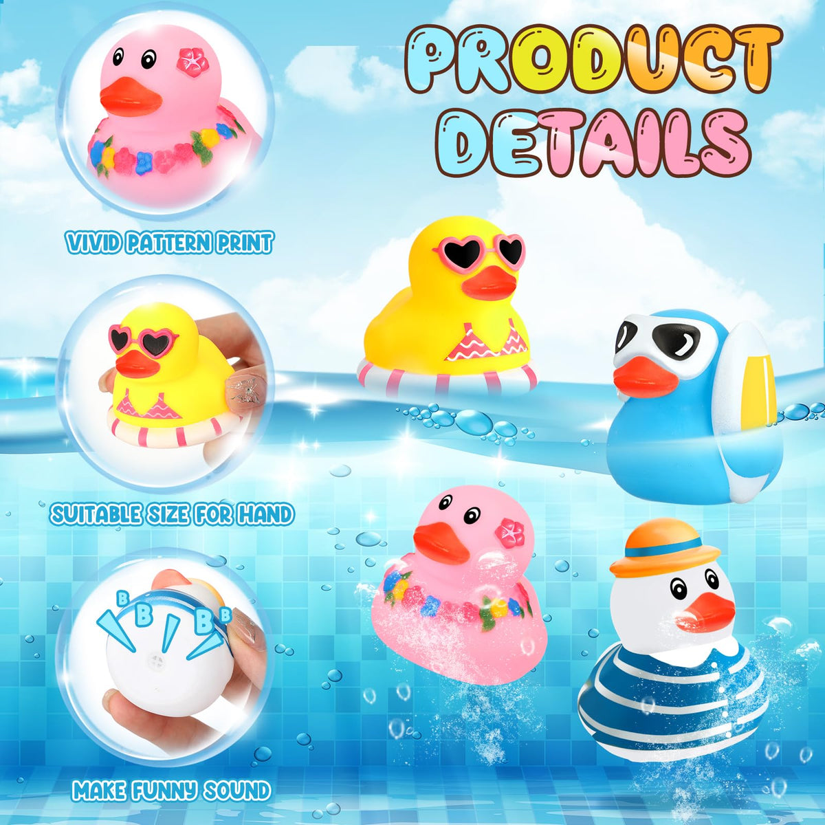 Honoson blue ducks add playful splash to bath time and pool parties.