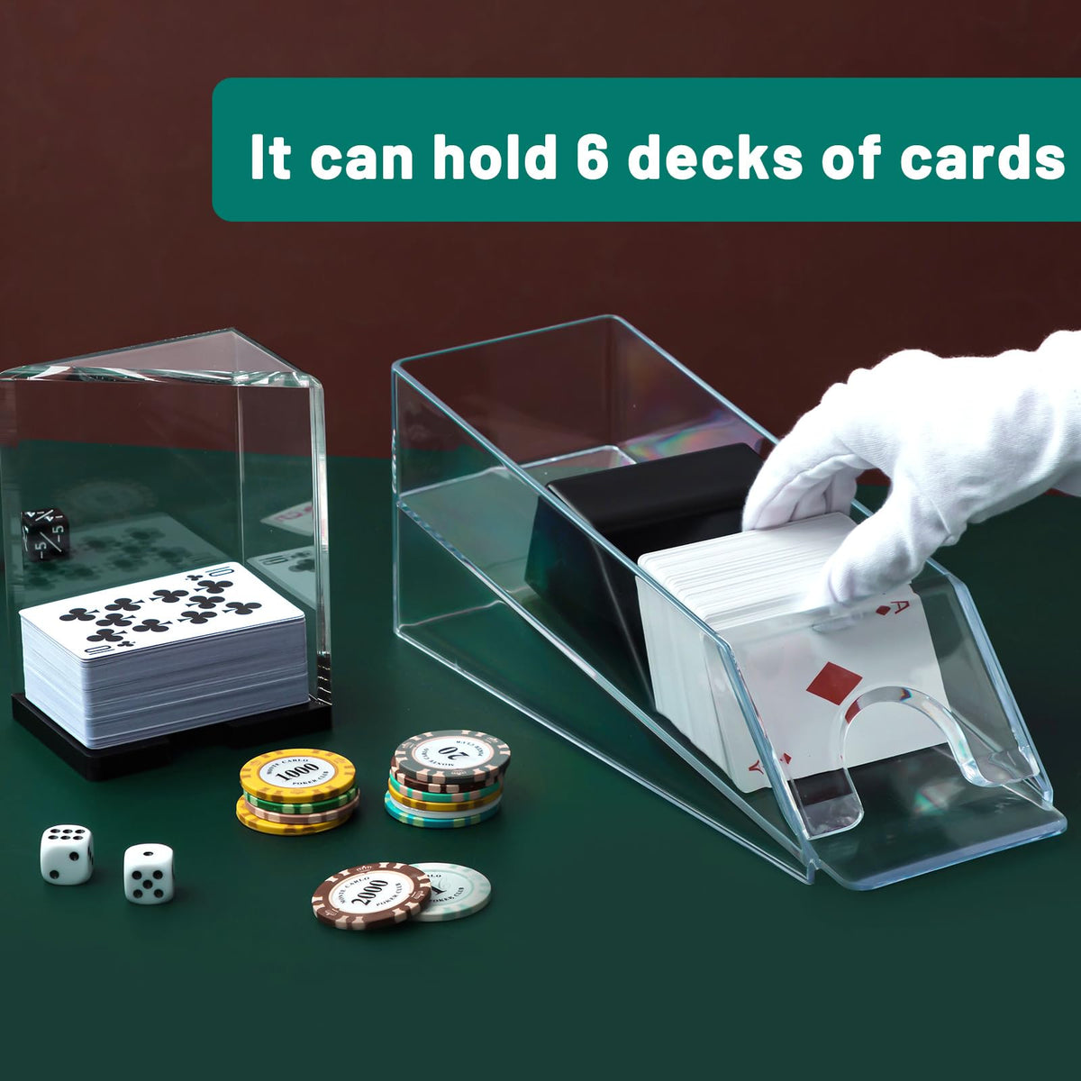 Honoson card shoe stores six standard decks securely.