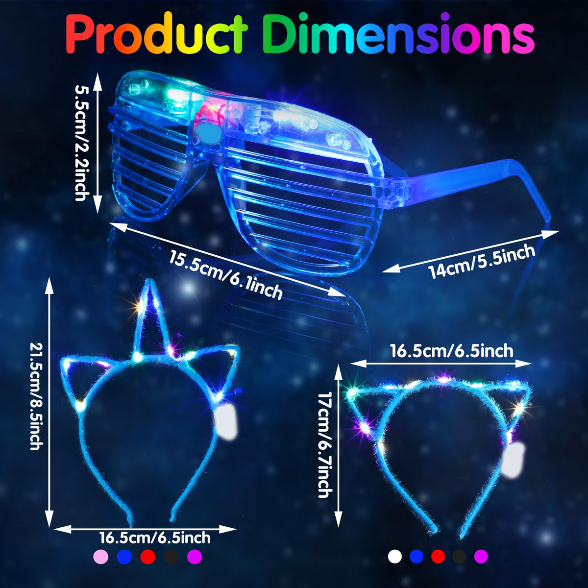 Honoson cat headband black glow ears add playful vibe at night.