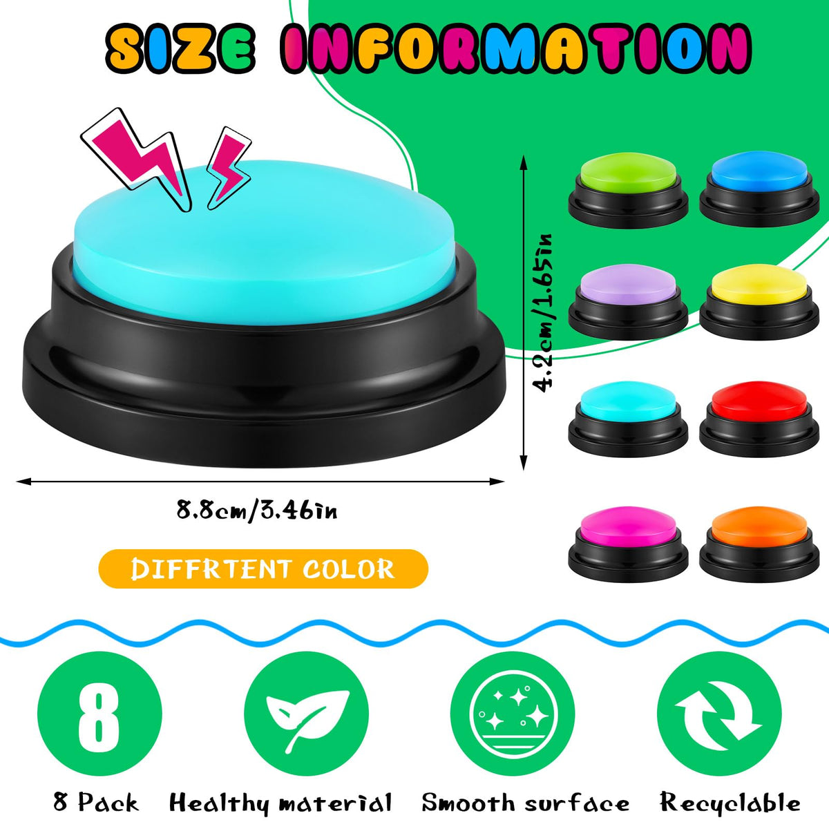 Honoson classroom buzzer buttons record up to 30 seconds for interactive activities