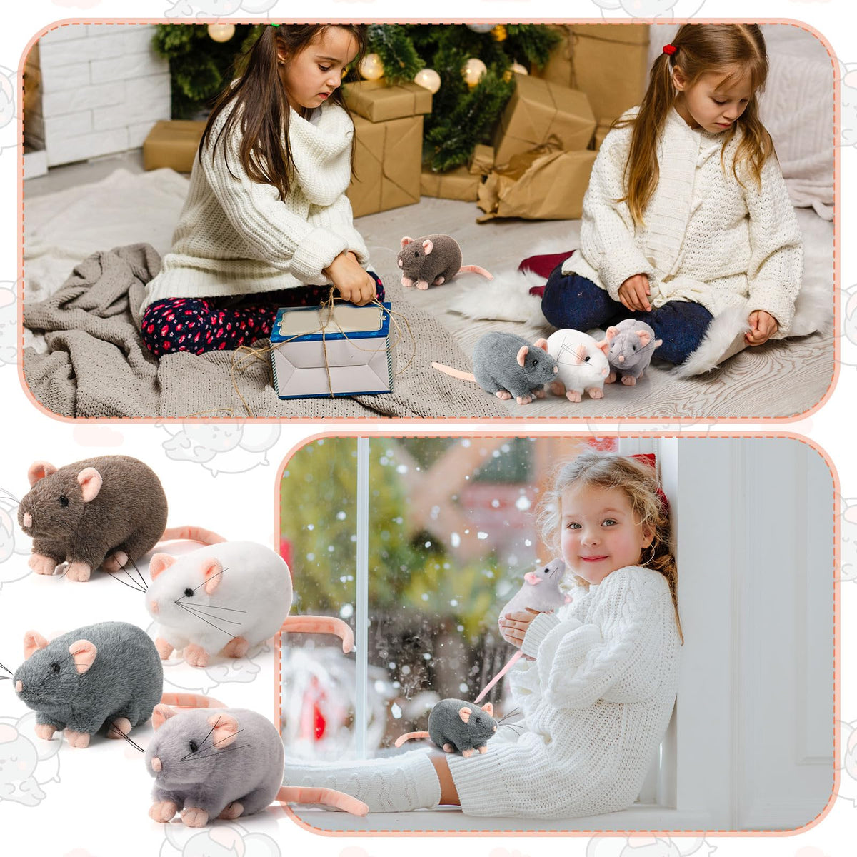 Honoson dark gray rat plush with lifelike details for stories.