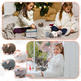 Honoson dark gray rat plush with lifelike details for stories.