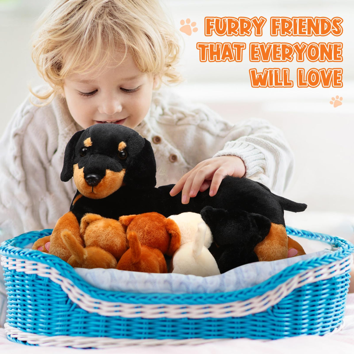 Honoson dog mommy plush with magnet nose—interactive feature sparks gentle play and curiosity.