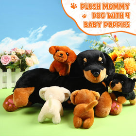 Honoson dog puppy plush cream—soft, kid-friendly companion for tea parties and stories.