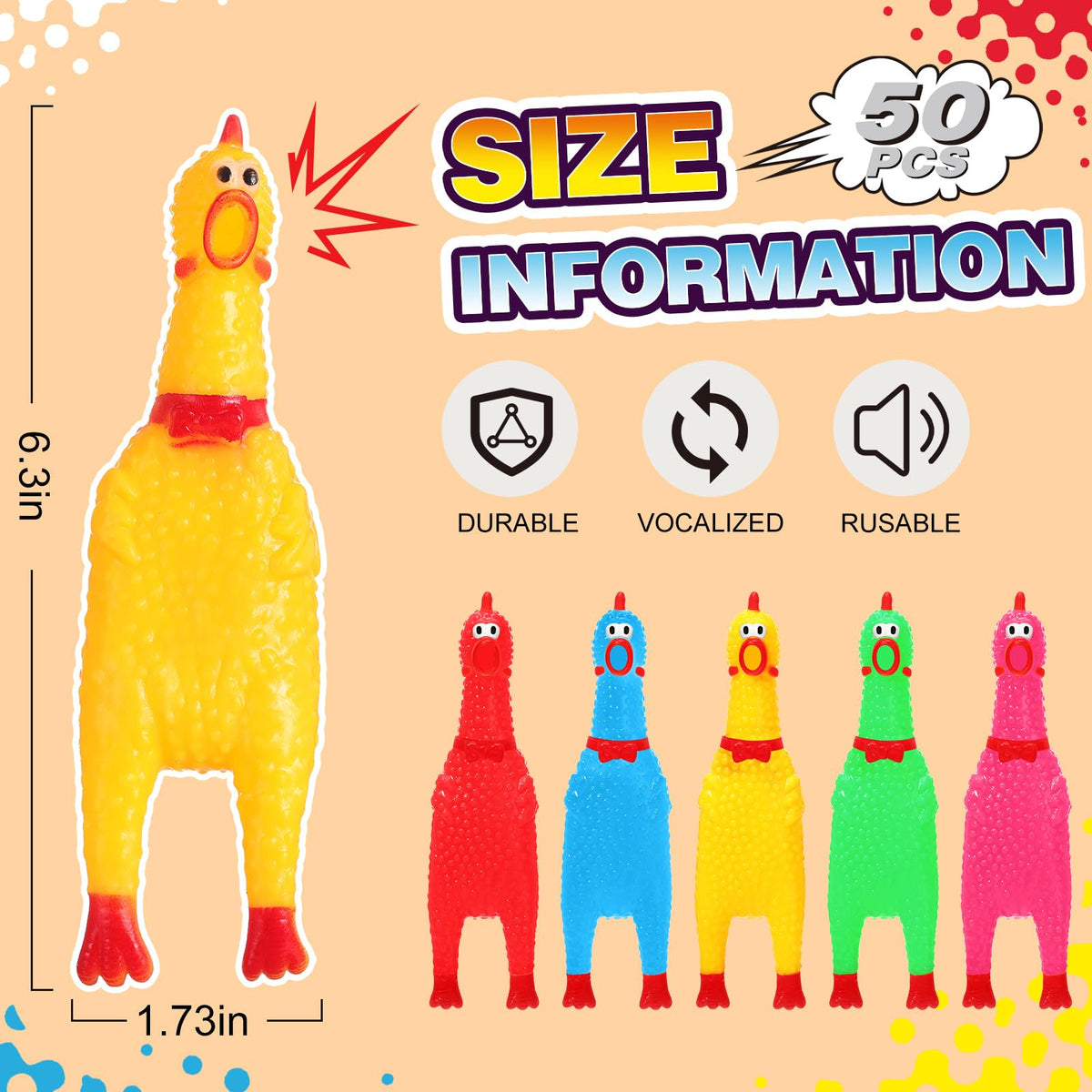 Honoson durable rubber chicken close-up emphasizes sturdy construction.