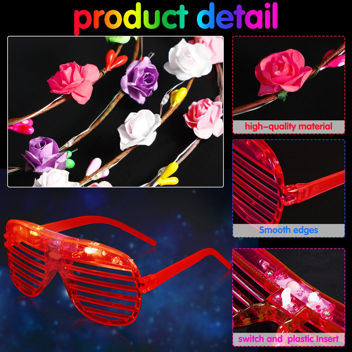 Honoson flower headband measuring 7.1 inches for balanced glow