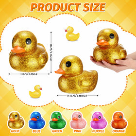 Honoson giant glitter rubber duck blue enhances sensory play in tub or pool.