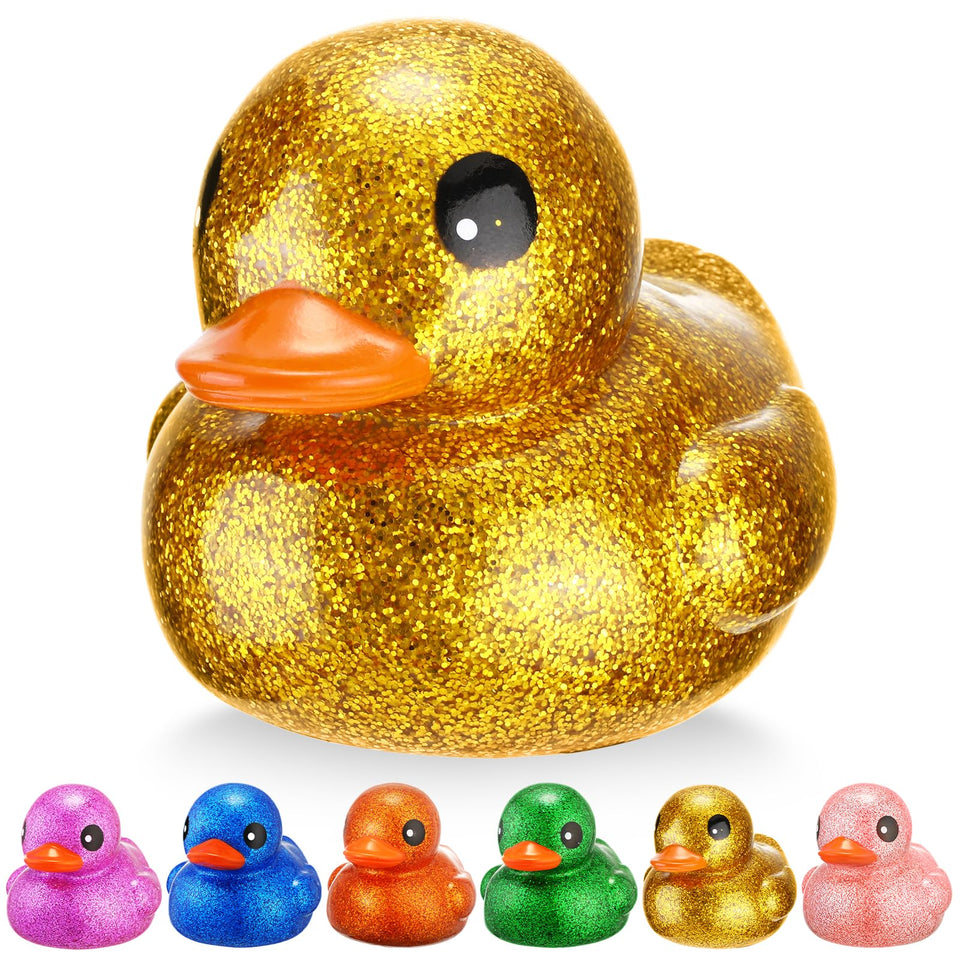 Honoson giant glitter rubber duck gold for sparkly bath time fun.