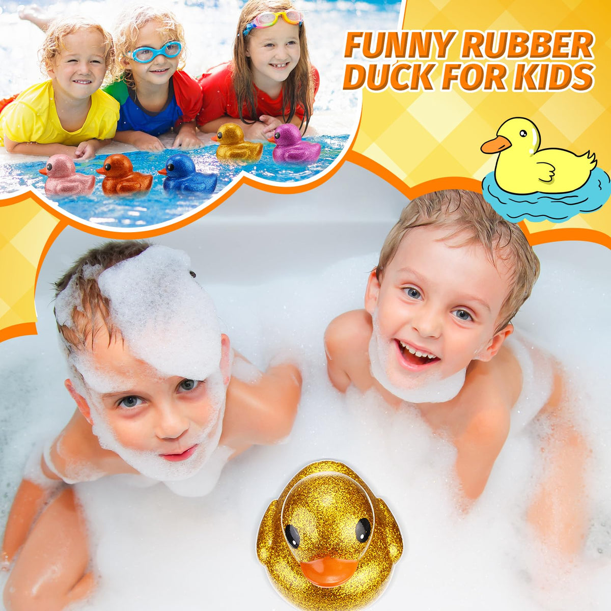 Honoson giant glitter rubber duck pink vivid color sparks creative bath adventures.
