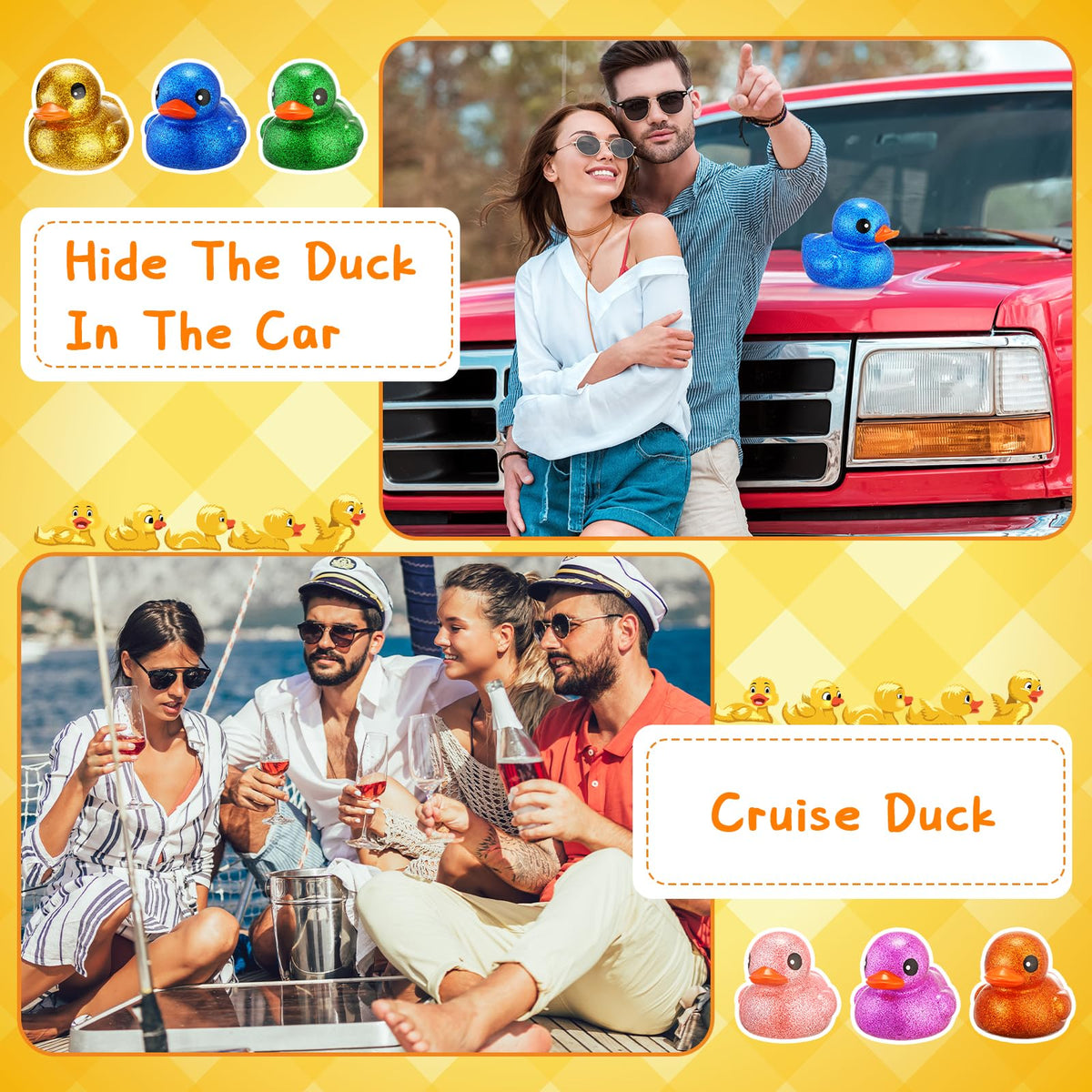 Honoson giant glitter rubber duck purple brightens poolside decorations and bath play.