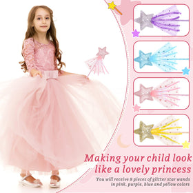 Honoson glitter star wand gold top view, bright sparkle for party favors.
