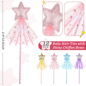 Honoson glitter star wand purple top view, adds magical color to dress-up.