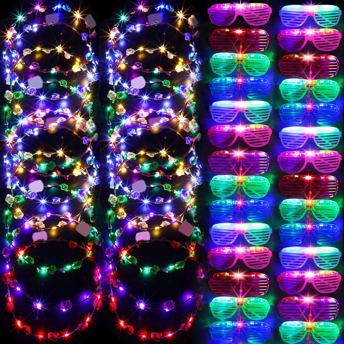 Honoson glow glasses multicolor pack lighting up a festive party scene