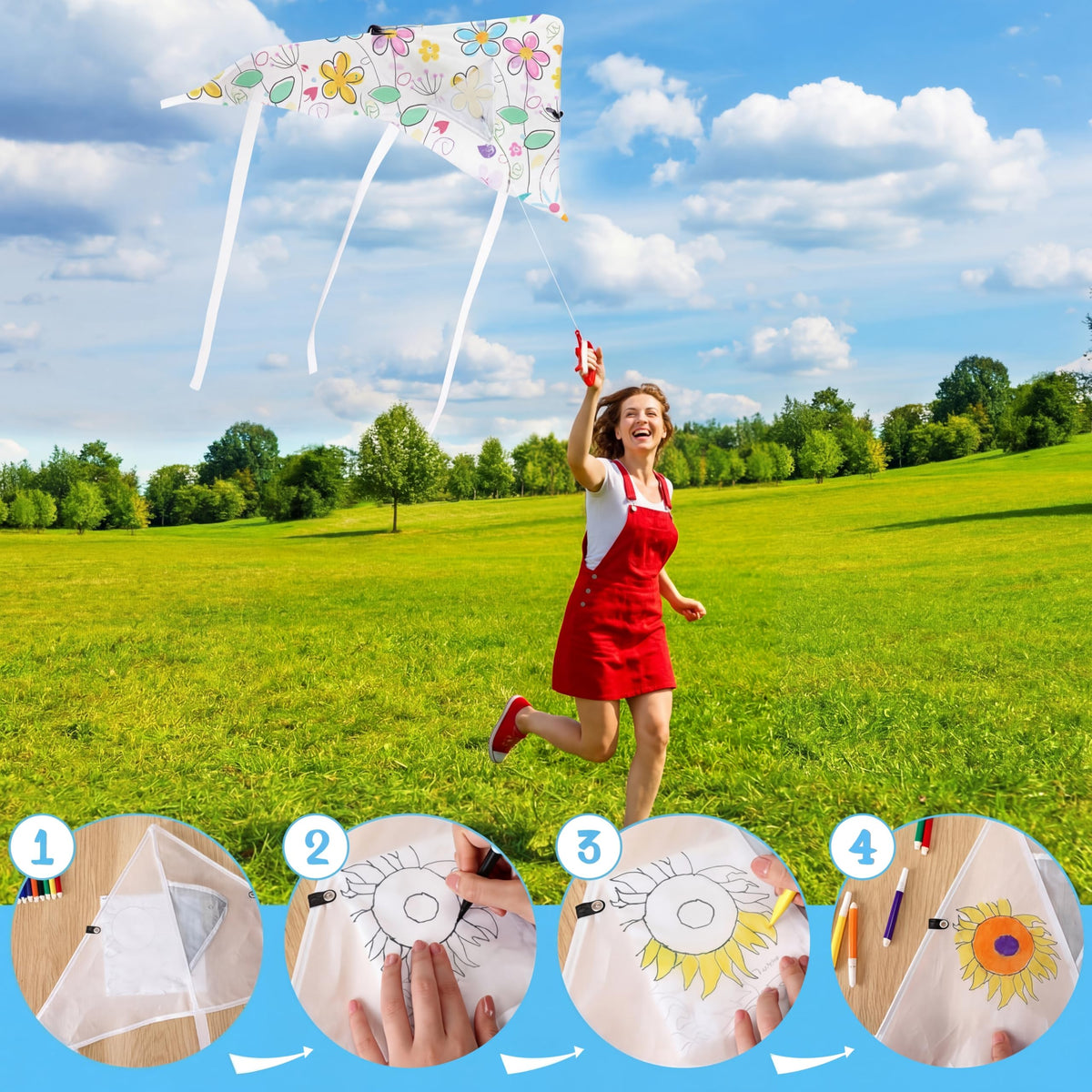 Honoson kite kit 50m string and handles for easy assembly and flight