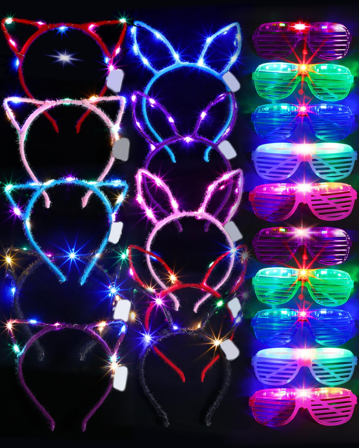 Honoson LED cat ear headband in black for stylish party fun.