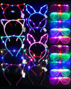 Honoson LED cat ear headband in black for stylish party fun.