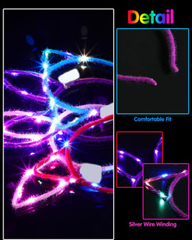Honoson LED cat ear headband pink for festive looks.