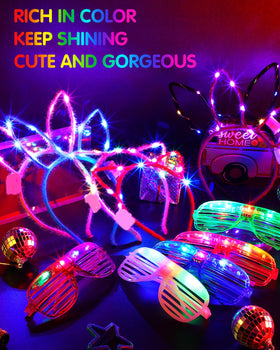Honoson LED cat ear headband purple for eye-catching glow.