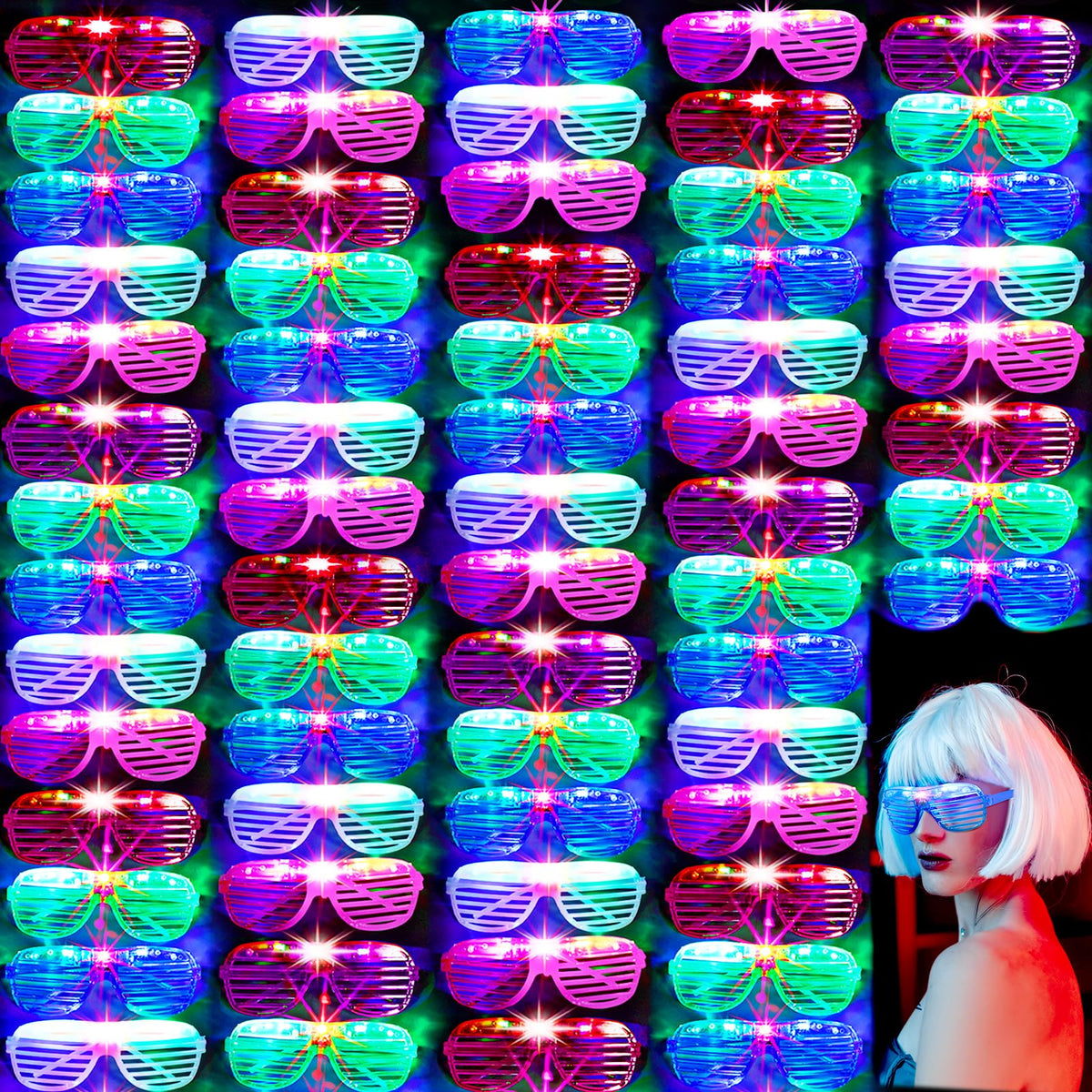 Honoson LED glasses pack in six colors, perfect for glow parties and weddings.